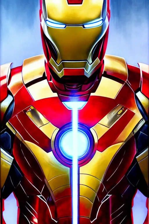 Image similar to elon musk in iron man suit smiling, marvel character, realistic portrait, symmetrical, highly detailed, digital painting, artstation, concept art, smooth, sharp focus, illustration, cinematic lighting, art by artgerm and greg rutkowski and alphonse mucha