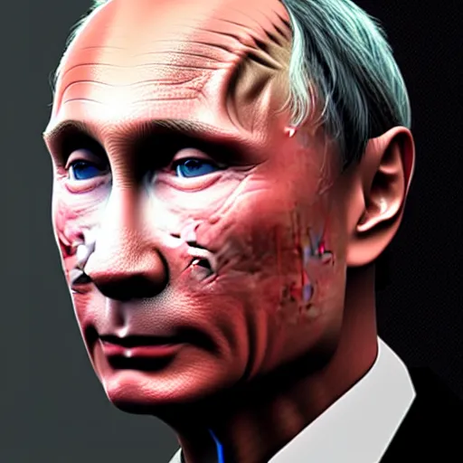 Prompt: Detailed portrait of Vladimir Putin close to reality 2022, in game style 8k wearing only pants with bare torso, his body is old and ugly with sagging old skin,