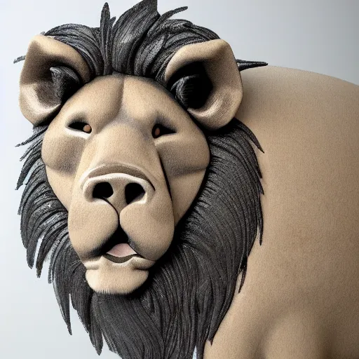 Image similar to lion in the form of a pig, photorealistic