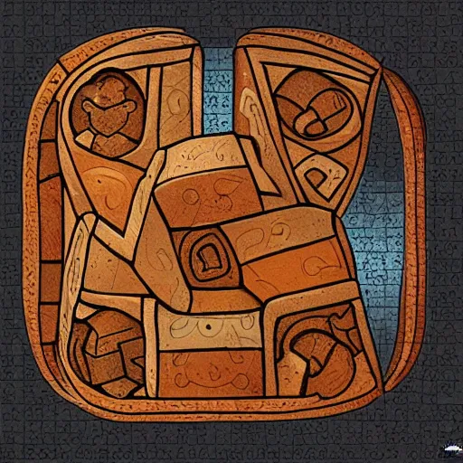 Image similar to a dwarven puzzle box recently dug up from a digsite, illustration dungeons and dragons