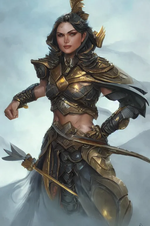 Image similar to amazon valkyrie athena, d & d, fantasy, portrait, highly detailed, headshot, digital painting, trending on artstation, concept art, sharp focus, illustration, art by artgerm and greg rutkowski and magali villeneuve