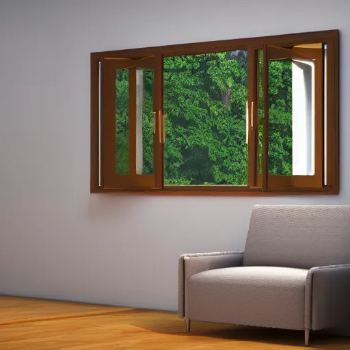 Prompt: 3 d rendered image of opening window, fresh air blender 3 d keyshot unreal engine