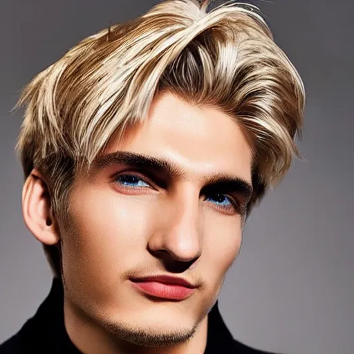 Image similar to really handsome gigachad xqc, beauty magazine photograph