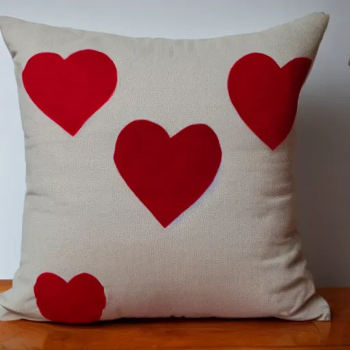 Prompt: a heart shaped red pillow, photo, mothers day