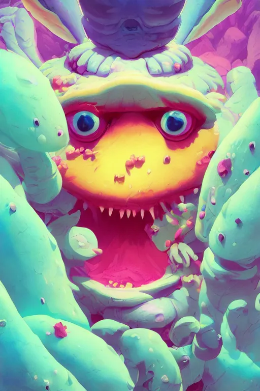 Image similar to smurf ghost creature animal sushi cristal very big eye roots cactus elemental flush of force nature micro world fluo fishscale, behance hd by jesper ejsing, by rhads, makoto shinkai and lois van baarle, ilya kuvshinov, rossdraws radiating a glowing aura global illumination ray tracing hdr