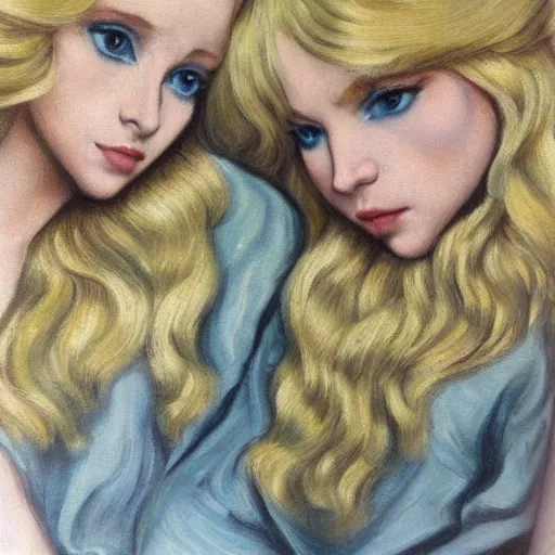 Prompt: beautiful blonde twins by gogh