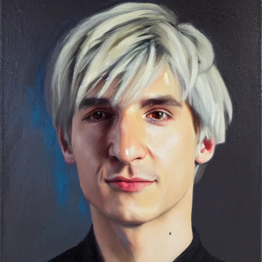 Image similar to Portrait of xQc , oil painting