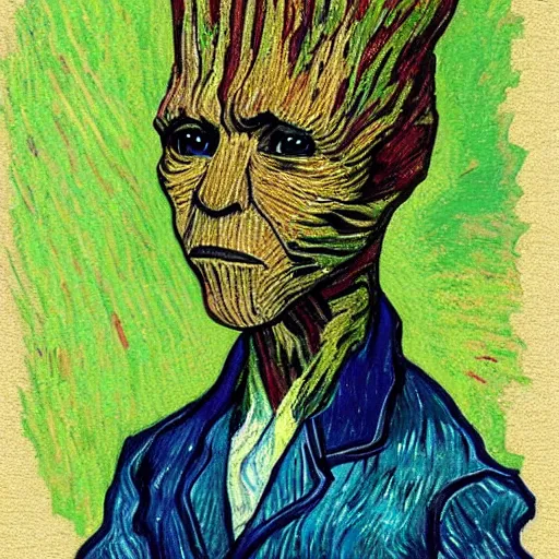 Prompt: groot Painted by Vincent Van Gogh 4K quality