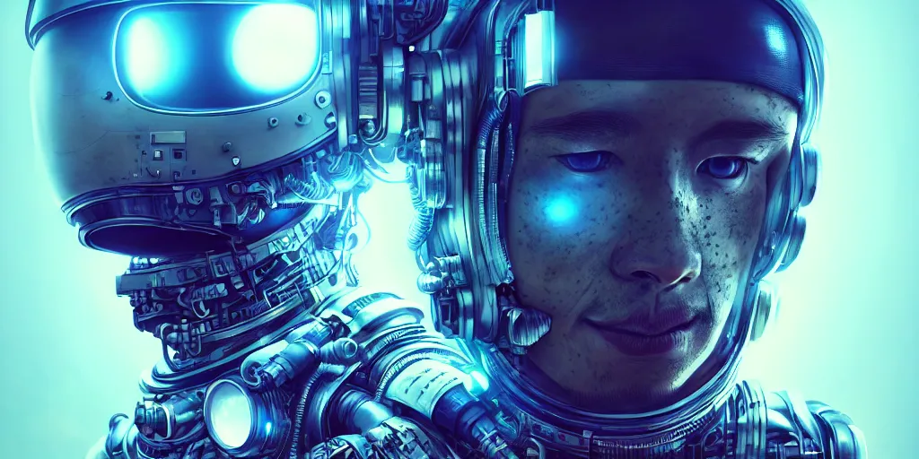 Image similar to hyperrealistic portrait of a cyborg monster astronaut, full body portrait, well lit, intricate abstract. cyberpunk, intricate artwork, by Tooth Wu, wlop, beeple. octane render,in the style of Jin Kagetsu, James Jean and wlop, highly detailed, sharp focus, intricate concept art, digital painting, ambient lighting, 4k,