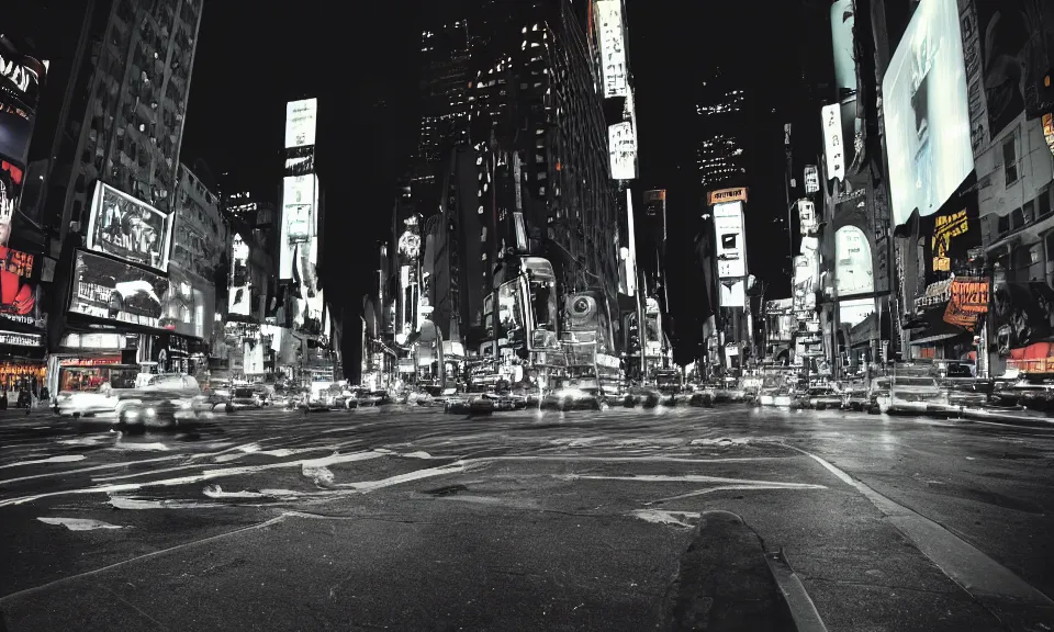 Prompt: photo of the streets of new york city at night