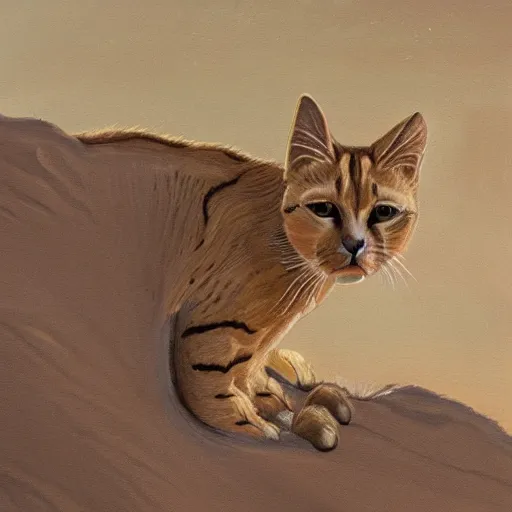 Image similar to painting of a desert cat