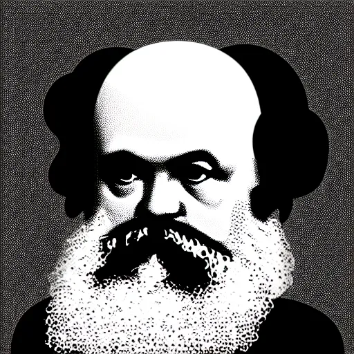 Image similar to karl marx pondering his orb, discord emoji, 2 d, flat, coherent, orthographic, transparent background, svg