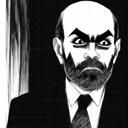 Image similar to Ben Bernanke looking sinister, by Tsutomu Nihei, highly detailed