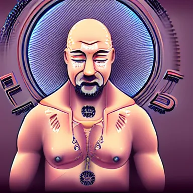 Image similar to zportre of an adhd psychonautistic trader in shape of zen devil, digital painting, highly detailed