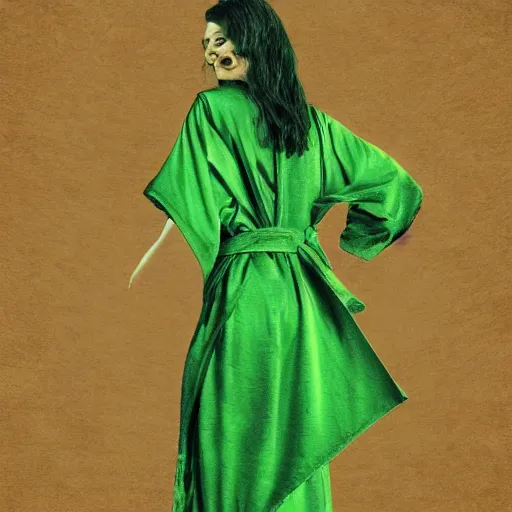 Image similar to a beautiful woman wearing a green robe, digital art