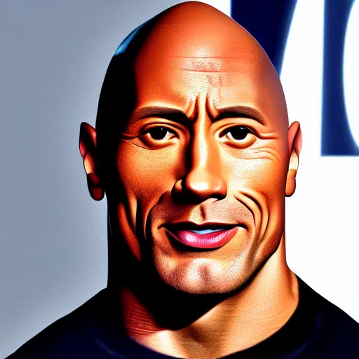 Image similar to Dwayne the rock Johnson with a really big forehead with abbs