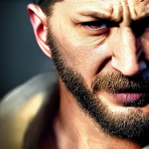 Image similar to Tom Hardy as wolverine 4K quality Photorealism