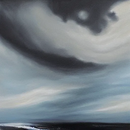 Prompt: “a storm oil on black canvas”