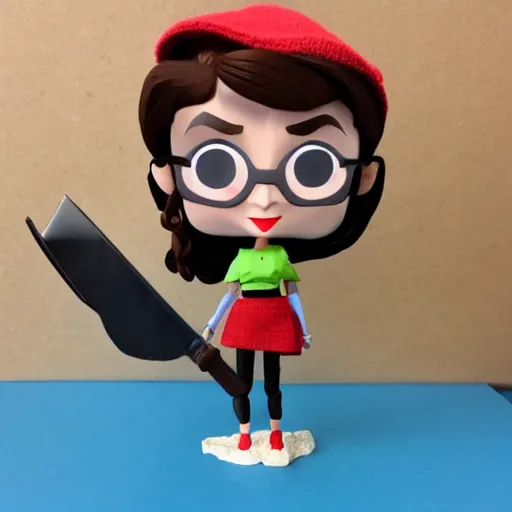 Image similar to full figure, audrey hepburn cos play lumberjack, stop motion vinyl action figure, plastic, toy, butcher billy style