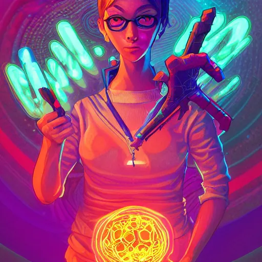 Image similar to skill magic geek inside matrix deepdream radiating a glowing aura stuff loot legends stylized digital illustration video game icon artstation lois van baarle, ilya kuvshinov, rossdraws,