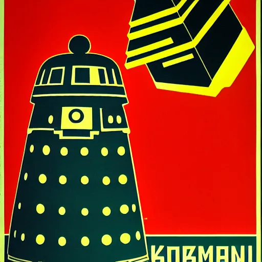 Image similar to soviet era poster of a dalek