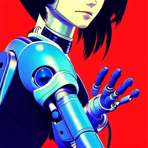 Image similar to side portrait scifi cyborg girl with robotic parts and spacesuit | | head only in center of image, audrey plaza, fine detail!! anime!! realistic shaded lighting!! poster by ilya kuvshinov katsuhiro otomo ghost - in - the - shell, magali villeneuve, artgerm, jeremy lipkin and michael garmash and rob rey