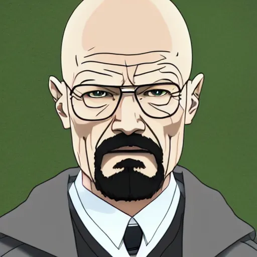 Image similar to walter white as an anime character, incredibly high detailed, crisp, studio quality 4k