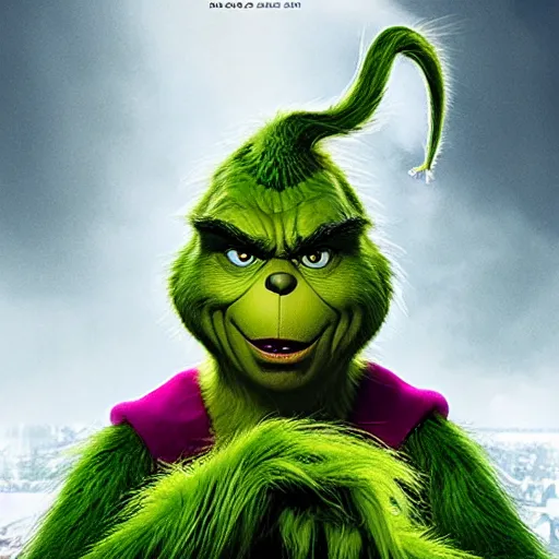 Prompt: The Grinch breaking out of prison, movie poster, violent, highly detailed, portrait, 8k, smooth, gritty, action movie, rated R, sharp