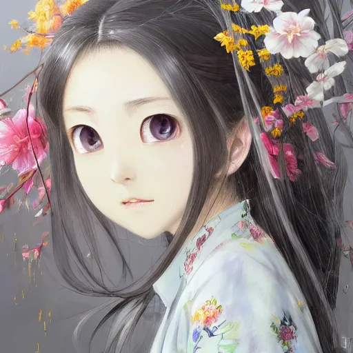 Image similar to dynamic composition, motion, ultra-detailed, incredibly detailed, a lot of details, amazing fine details and brush strokes, colorful and grayish palette, smooth, HD semirealistic anime CG concept art digital painting, watercolor oil painting of a Japanese schoolgirl, by a Chinese artist at ArtStation, by Huang Guangjian, Fenghua Zhong, Ruan Jia, Xin Jin and Wei Chang. Realistic artwork of a Chinese videogame, gradients, gentle an harmonic grayish colors.