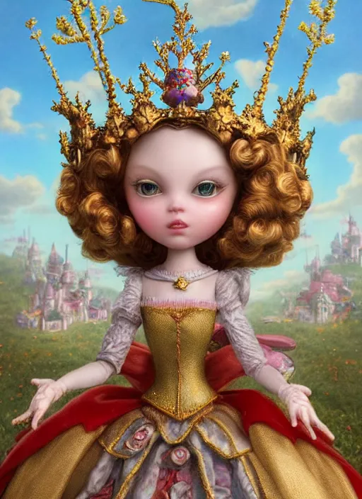 Image similar to highly detailed closeup, profile portrait of a tin toy fairytale princess wearing a crown, unreal engine, nicoletta ceccoli, mark ryden, earl norem, lostfish, global illumination, detailed and intricate environment