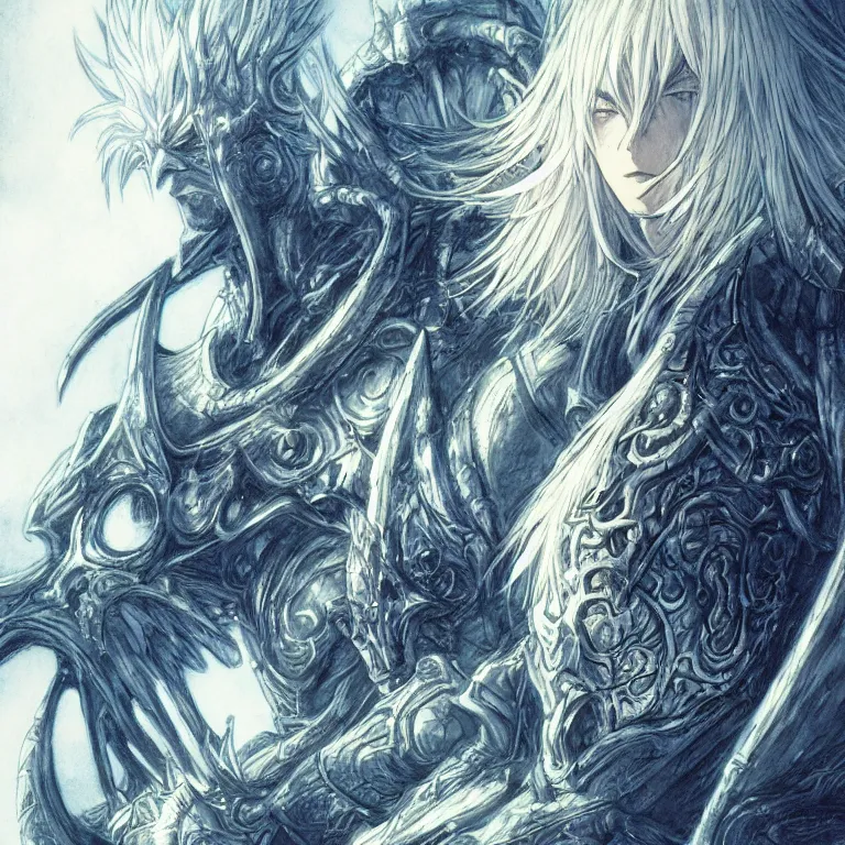 Prompt: Portrait of The Nameless King detailed illustration by Yoshitaka Amano