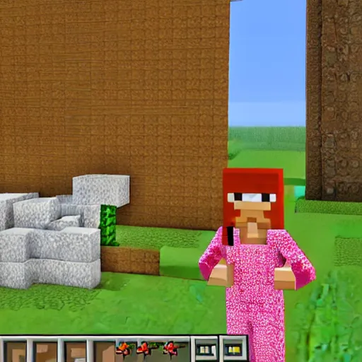 Image similar to lindsay lohan in minecraft, official screenshot