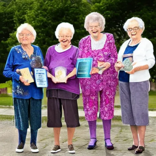 Prompt: hyper realistic multi award winning photo of gushing grannies