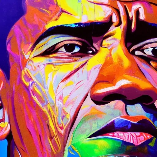 a vibrant oil painting close up of barack obama by | Stable Diffusion ...