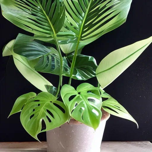 Prompt: small monstera in a pot