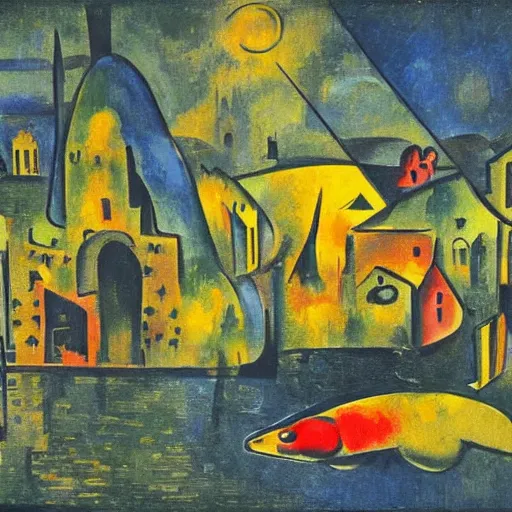 Image similar to heavenly intricate vintage london blob carp spice spook gold, by pablo picaso and paul cezanne and joan miro, 2 d game art, matte painting, fauvist