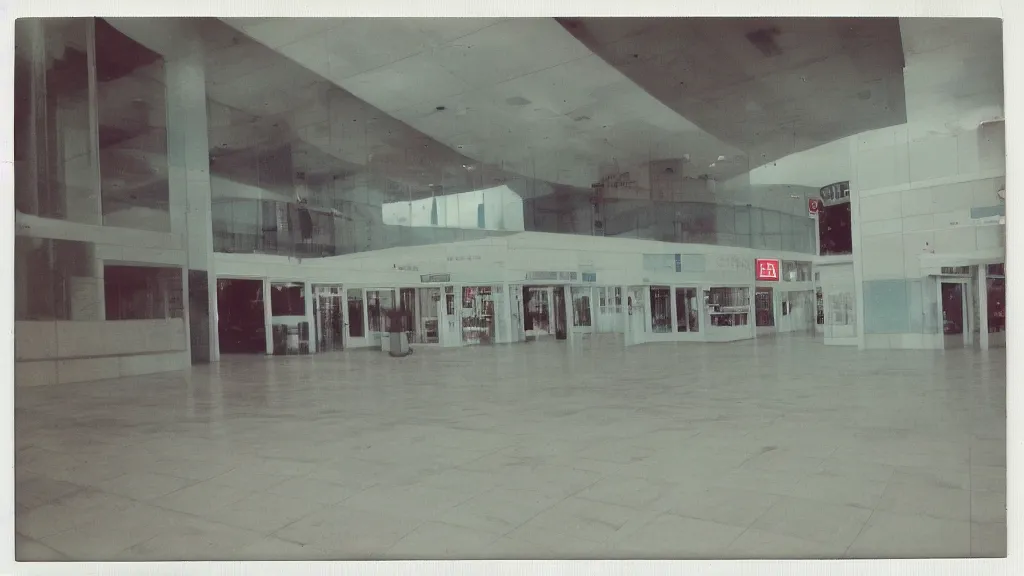 Image similar to Beautiful Photograph of a liminal polaroid of an empty mall
