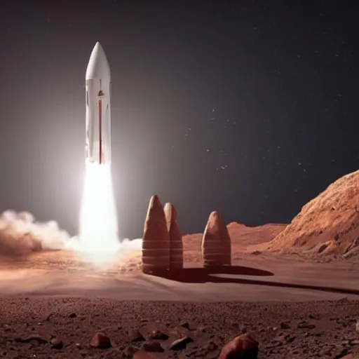 Image similar to a spaceship heading to mars created by elon musk,