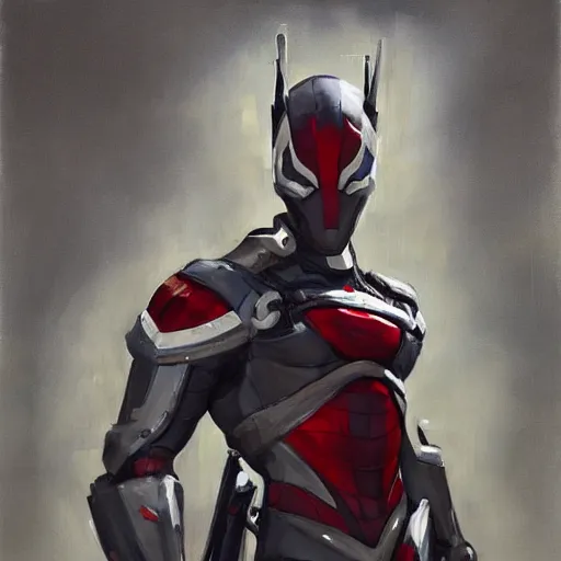 Image similar to greg manchess portrait painting of armored spiderman ultraman grey fox from metal gear cyborg japanese - american hybrid as overwatch character, medium shot, asymmetrical, profile picture, organic painting, sunny day, matte painting, bold shapes, hard edges, street art, trending on artstation, by huang guangjian and ail elvgren and sachin teng