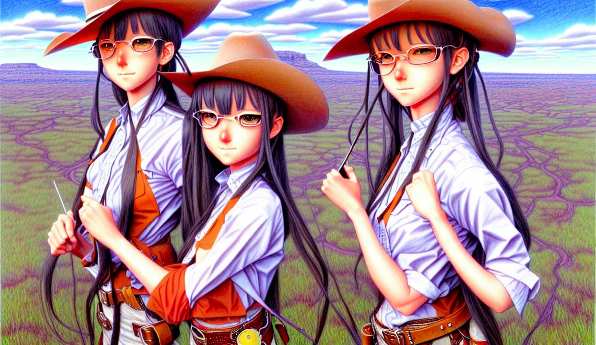 Image similar to richly detailed colored pencil 3D illustration of a western Kansas, art by Range Murata and Artgerm.