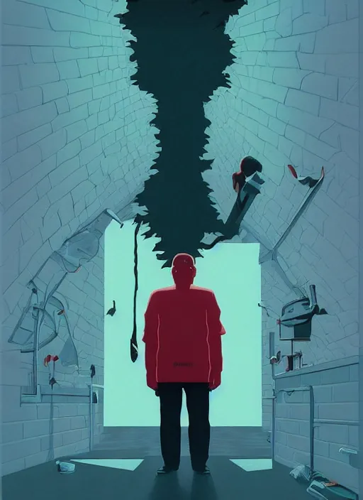 Image similar to poster artwork by Michael Whelan and Tomer Hanuka, of the game Portal, from scene from Twin Peaks, clean