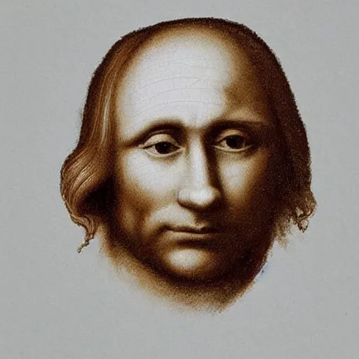 Image similar to rat with Putin's face, painting in the style of leonardo da vinci