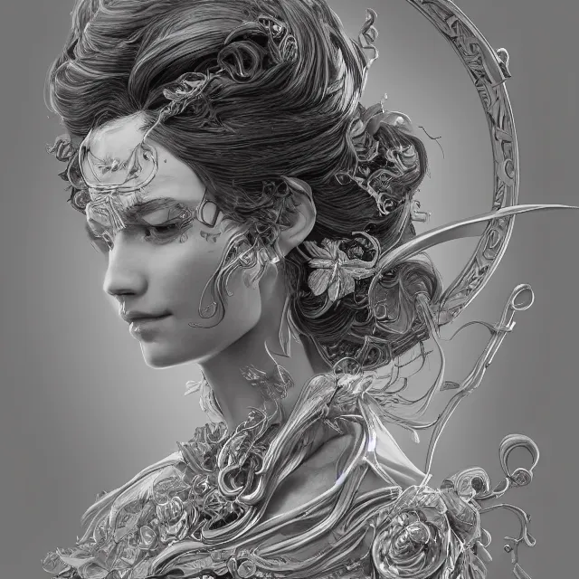 Prompt: the portrait of the lawful good alignment personified as an absurdly beautiful, graceful, elegant, sophisticated, young woman made, an ultrafine hyperdetailed illustration by kim jung gi, irakli nadar, intricate linework, bright colors, octopath traveler, final fantasy, unreal engine 5 highly rendered, global illumination, radiant light, detailed and intricate environment