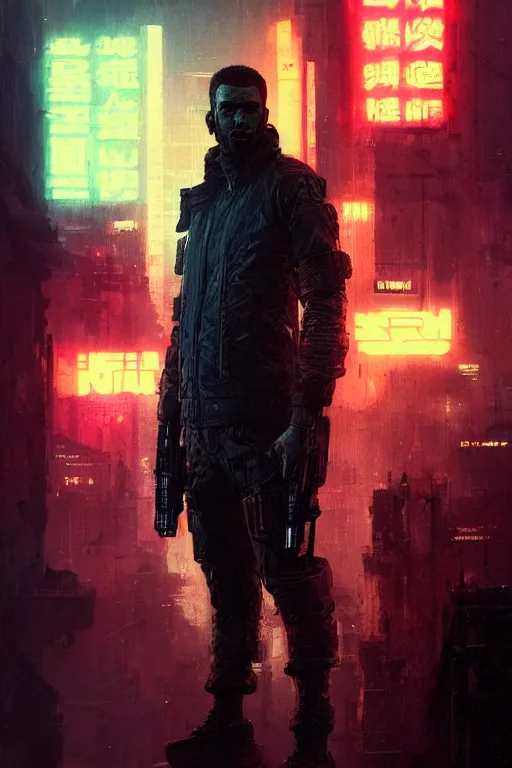 Image similar to soldier from blade runner 2 0 4 9, cyberpunk futuristic neon. decorated with traditional japanese ornaments by ismail inceoglu dragan bibin hans thoma greg rutkowski alexandros pyromallis nekro rene maritte illustrated, perfect face, fine details, realistic shaded, fine - face, pretty face