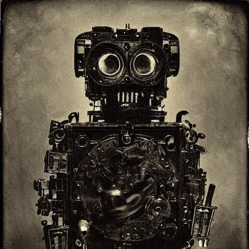 Image similar to old wetplate daguerreotype portrait of the pleasure bot, explosion of data fragments, fractal, intricate, elegant, highly detailed, parallax, leica, medium format, subsurface scattering, by jheronimus bosch and greg rutkowski and louis jacques mande daguerre,
