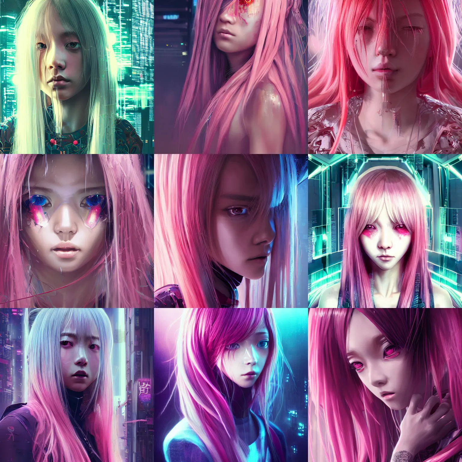 Prompt: portrait of strong anime girl, long pink hair, big eyes, well lit, intricate abstract. cyberpunk, intricate artwork, by Tooth Wu, wlop, beeple. octane render,in the style of Jin Kagetsu, James Jean and wlop, highly detailed, sharp focus, intricate concept art, digital painting, ambient lighting, 4k, artstation