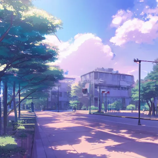 Prompt: Imaginary Number District, Academic City, Anime scenery concept art by Makoto Shinkai