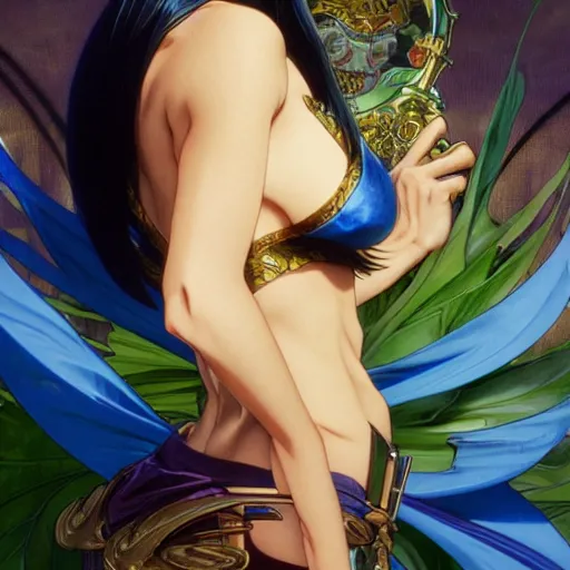 Prompt: highly detailed vfx portrait of nico robin by eiichiro oda, makoto shinkai, alphonse mucha, sharp focus, art by artgerm and greg rutkowski!, backlit, harsh overhead sunlight, blue eyes, stanley kybric, hiroya oku, makoto yukimura, takeshi obata, pixiv, fanbox,