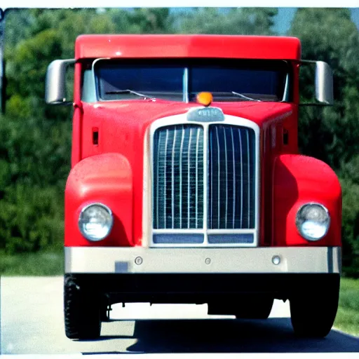 Prompt: mack truck, front view, 8 0 mm, kodachrome,