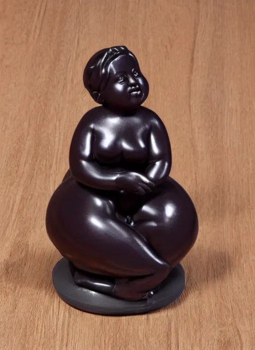 Image similar to Image on the store website, eBay, 100mm resin figure of a chubby girl sitting on the chair, on the disk base on tile surface